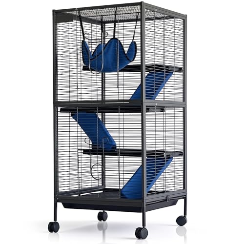 GarveeLife Jaula Espaciosa para Pequeños Animales – Con Rampa Desmontable, Escalera y Casita – Segura y Cómoda – Ideal para Hámsters, Cobayas, Conejos, Hurones y Chinchillas – Incluye Parque de Juegos