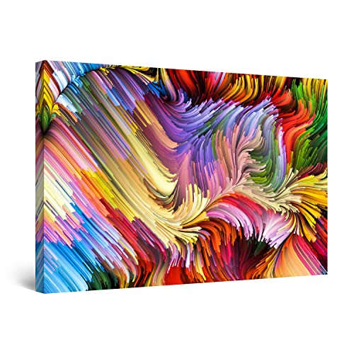 Tableau Moderne Chaos Abstrait Multicolore 80x120 cm - Décoration Murale Salon Idée Cadeau Lumineux