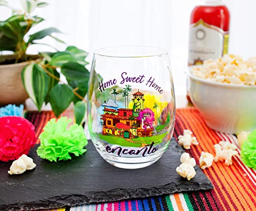 Disney Encanto Home Sweet Home Teardrop Stemless Wine Glass, Tumbler Cup For Cocktails | Holds 20 Ounces #TOP3