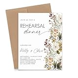 Elegant Greenery Wildflowers Rehearsal Dinner Invitations with Florals, Personalized Wild Flower Rehearsal Dinner Invites for Couples, Your choice of Quantity and Envelope Color