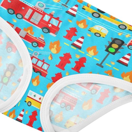 Joisal Girls Underwear Toddler 2t Cotton Little Girl Panties Flower Kids Undies Briefs Cute Cartoon Fire Trucks Blue4