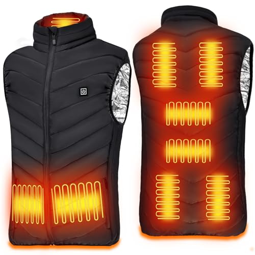 Beheizbare Weste,Beheizte Weste Damen/Herren,Winter Warm Draussen USB Aufladung Elektrische Heizweste Beheizbare Weste mit 9 Heizzonen,Beheizte Weste für Outdoor Motorrad Radfahren (L, Schwarz)