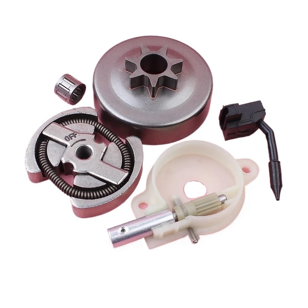Adecuado for motosierra HUS 136, 137, 141 y 142. Embrague de 325 pulgadas y 7 dientes. Tambor de embrague. Bomba de aceite. Engrasador. Kit de cojinetes de agujas.