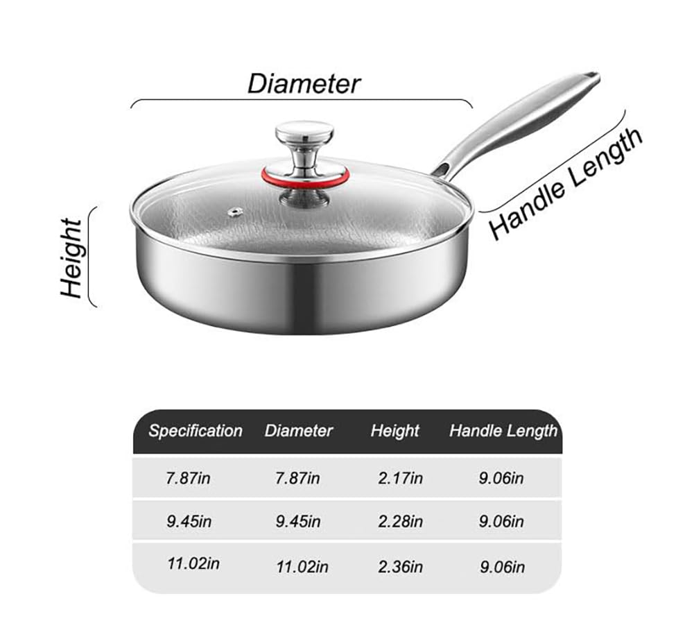 Padella in Titanio Puro con Coperchio, Padella Martellato Antiaderente, Antiaderente Multifunzionale Resistente Antigraffio in Titanio per Tutti Piani Cottura (No lid,24cm)