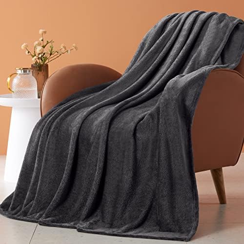BEAUTEX Fleece Throw Blanket for Couch Sofa or Bed Throw Size, Soft Fuzzy Plush , Luxury Flannel Lap Blanket, Super Cozy and Comfy for All Seasons (Graphite, 50″ x 60″)