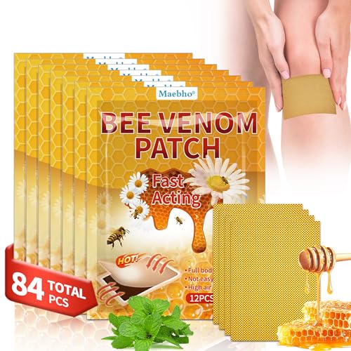 84pcs Bee Venom Knee Heat Patches Extract Adhesive Heating Relief Patches for Back Neck Shoulder7pack