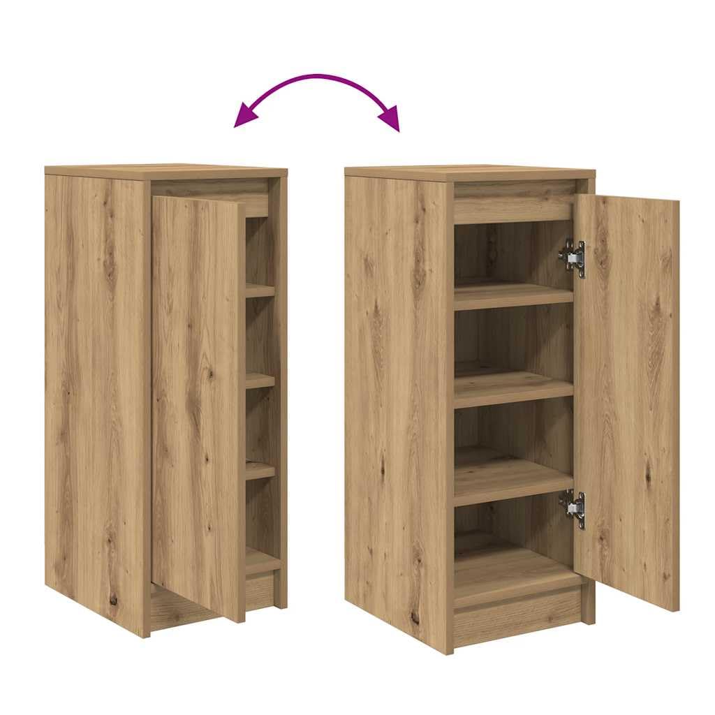 Schuhschrank Artisan-Eiche 29,5x34x76 cm Holzwerkstoff | Viel Stauraum, Türen verbergen Schuhe, Feuchtes Tuch reinigt, Wandhalterung inklusive