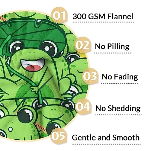 Mercuryelf Frog Throw Blanket - Soft, Fuzzy & Warm - 40x50 Inches Flannel Blankets for Travel, Office - Green Novelty Throws Gift for Girls Boys