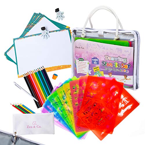 Drawing Stencils Set for Kids - Creativity Kit & Travel Activity - Arts