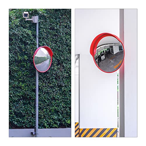 Espejo convexo exterior 60cm irrompible con soporte de seguridad rojo 6