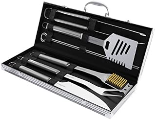 Home-Complete BBQ Grill Tool Set- Stainless Steel Barbecue Grilling Accessories Aluminum Storage Case