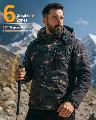 Image of Wulcea Graphene Heated Jacket for Men Fur Lined with Large Capacity Battery Pack