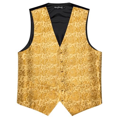 Image of Barry.Wang Men's Suit Vest Tie Bowtie Set Formal Silk Paisley Waistcoat Hanky Cufflinks Lapel Pin Set Wedding Party 7PCS