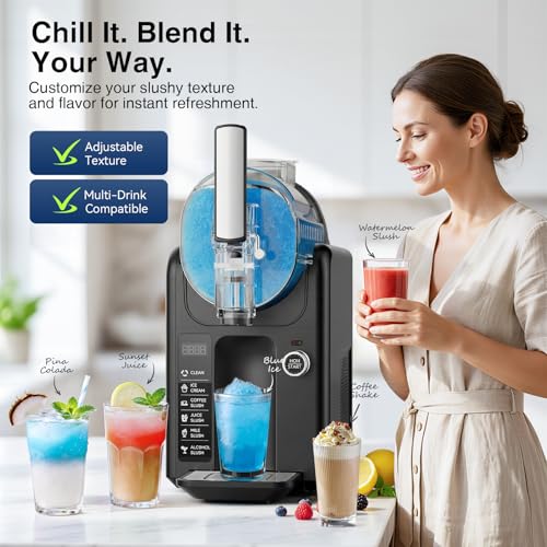 Image of Slushie Machine & Ice Cream Maker Machine 2-IN-1, 6 Modes for Smoothies, Milkshakes, Cocktails, Margarita, and Ice Cream, No Ice Needed, Self-Cleaning, For Home Use