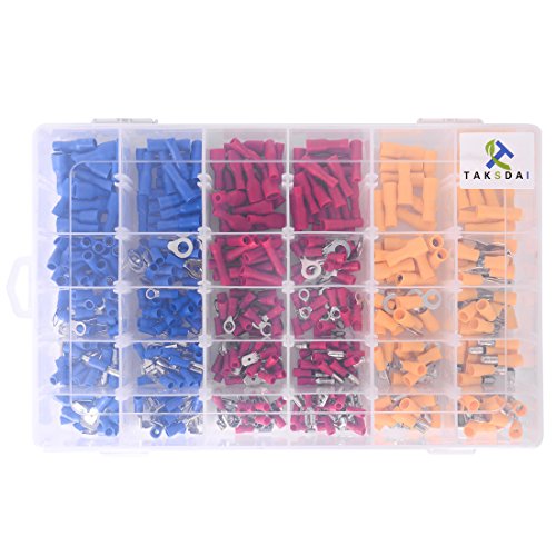 Taksdai Insulating Splice Cover For Electrical Cable, 480Pcs Crimp Connectors Terminals Quick Disconnect Spade Ring Butt #TOP4
