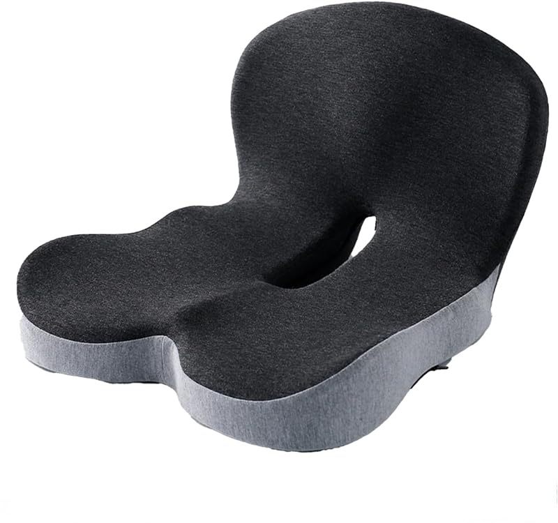 Back and Seat Cushion Reenly Car Seats Cushion with Lumbar Support Non Slip Seat Skin with Back Support Ergonomic Memory Foam Backs & Lumbar Cushions for Driver (Black+Gray)