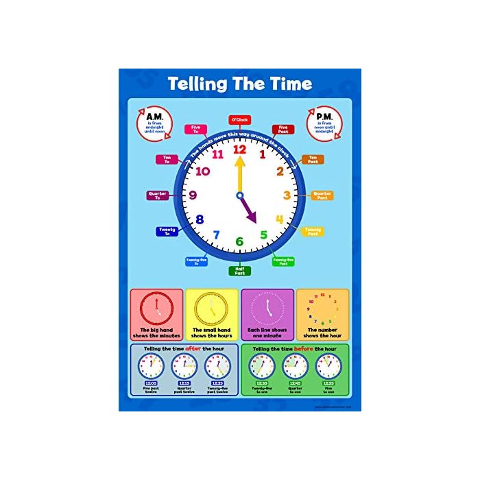 Buy Telling The Time Childrens Clock Wall Chart Educational Childs