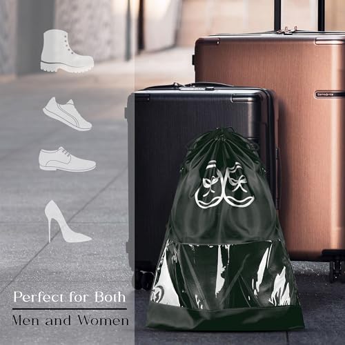 Image of Heart Home Pack of 8 Travel Shoe Organizer | Storage Bags | Travel Carrying Bag | Storage Organizers Set | Shoe Cover with Transparent Window | Shoe Dori Cover | Black & Gray