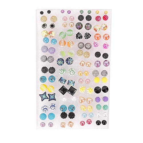 Shivarth Assorted color & design small Design Stud Earrings With Plastic Back for Girls and Women Combo of (50)