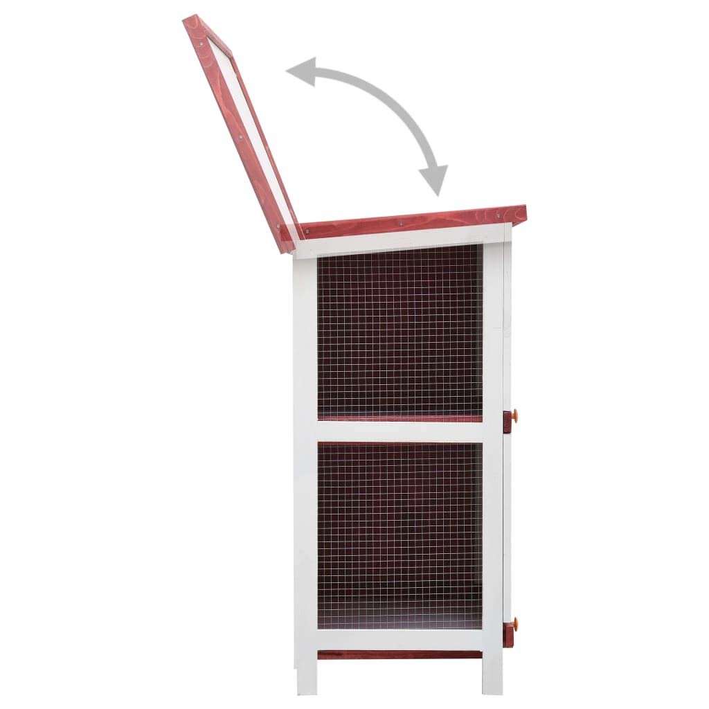 Festnight Jaula Conejera con 4 Puertas Madera Conejera Madera Conejera de Exterior Rojo y Blanco