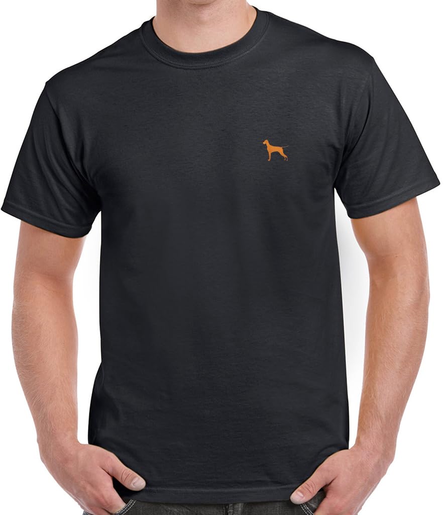 The House Of Dog Unisex Black Hungarian Vizsla Owner Embroidered Organic Cotton T-Shirt Gift. /Medium