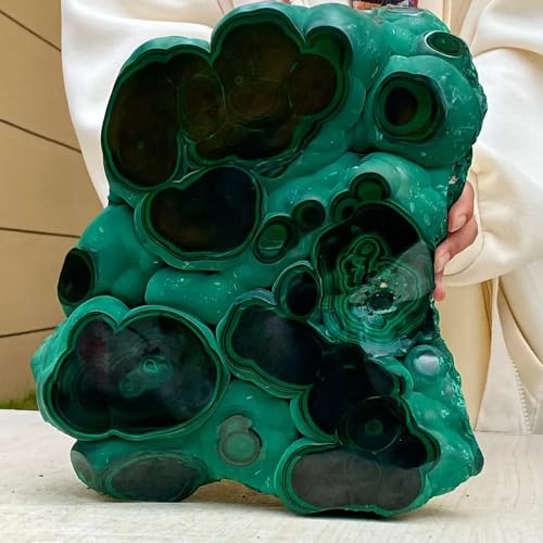 Quartz en cristal de malachite polie d'exception, pièce unique 500g