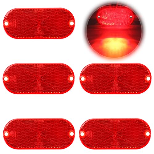 Amazon | smseace 安全反射板 5個パック レッド 楕円形