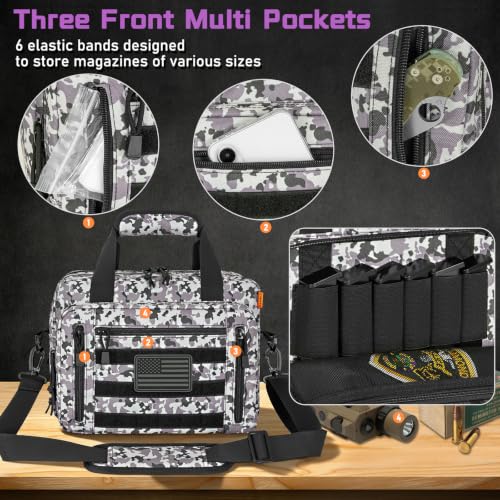 Image of Pistol Case, Gun Range Bags For 2 Pistols 6 Magazines Carrying Shooting Bag with Lockable Zipper for Shooting Range Outdoor Hunting