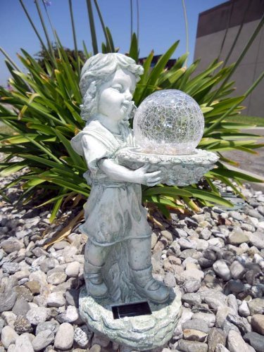 Girl Holding Color Changing Crackle Ball Solar Light