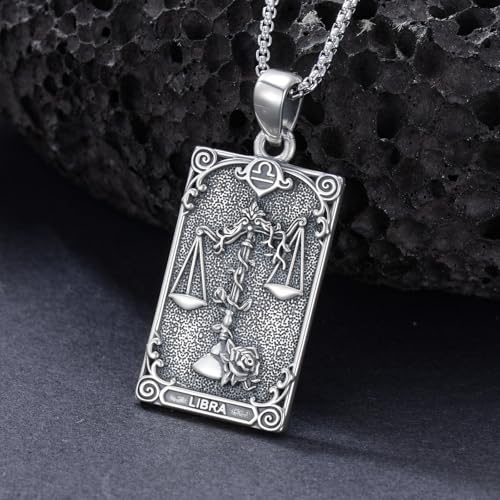 PELOVNY 12 Zodiac Sign Necklaces 925 Sterling Silver Constellation Tarot Card Pendant Necklace Astrology Horoscope Jewelry Birthday Gifts for Women Men2