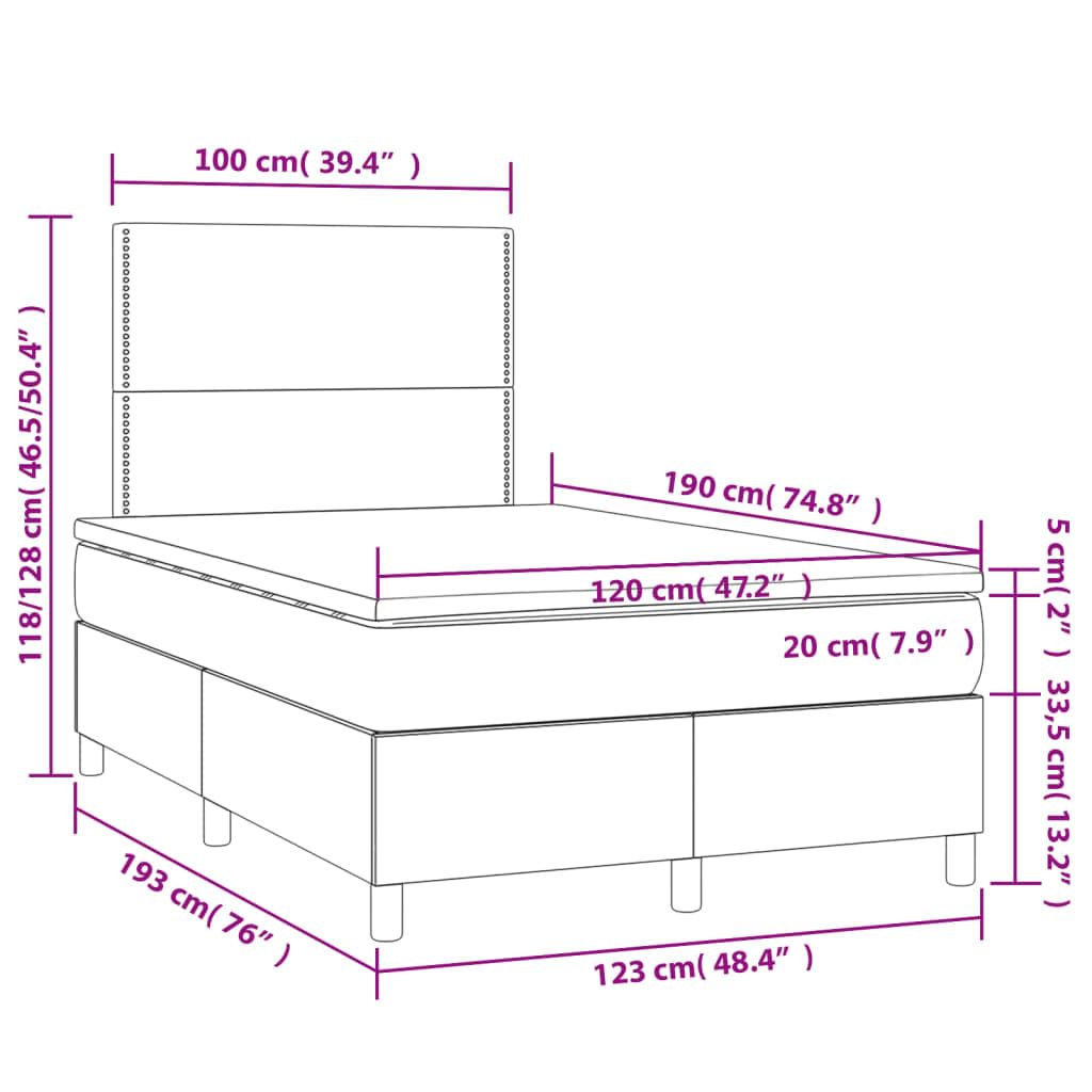 Cama con somier con colchón, tela de 120 x 190 cm y soporte de dureza media para un sueño reparador