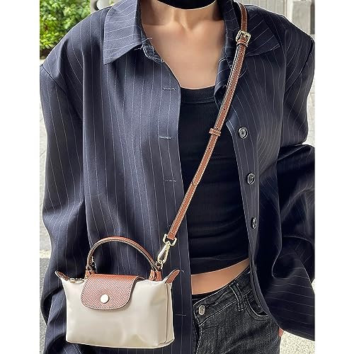 Image of Leather Purse Straps Replacement Shoulder Strap Leather Adjustable Crossbody Strap Suitable for Long champ Handbags