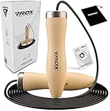 RDX Wooden Skipping Rope Tangle Free PVC Coated Speed Jump Cable, Grip Handles, Fat Burning Fitness Weight Loss HIIT Slimming Home Gym Workout