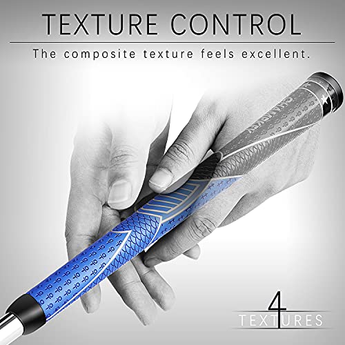 Champkey Comfortable Polyurethane Golf Grips Set Of 13 - Choose Between 13 Grips With 15 Tapes And 13 Grips With All Repair Kits (Black&Blue(Repair Kits Included), Oversize) #TOP2