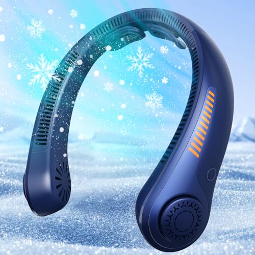 Portable Neck Fan - Rechargeable Personal Fan with Neck Support, 5-Speed Quiet Lightweight Long Lasting Neck Fan, Fathers Day, Mothers Day Gifts, Full Surround Cooling for Travel, Hot Flashe