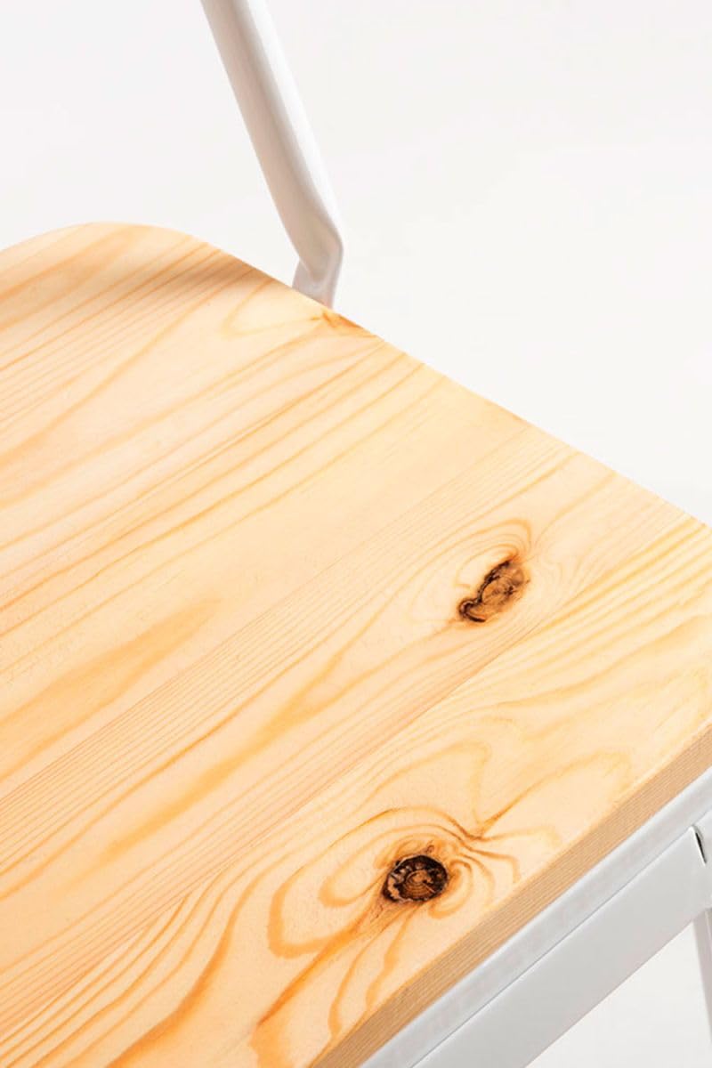 Regalos Miguel - Taburete Torix Respaldo Madera Natural 95 cm - Blanco