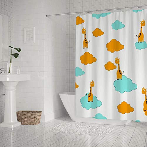 Rideau de douche girafe 150x180cm imperméable en polyester avec crochets pour salle de bain - 3