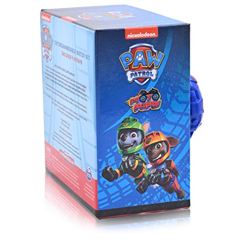 Image of Accutime Paw Patrol Kids Digital Watch - LED Flashing Light, LCD Watch Display, 4 in 1 Interchangeable Plastic Straps, Kids, Girls and Boys Watch, in Multi Color Bands (Model: PAW40084AZ)