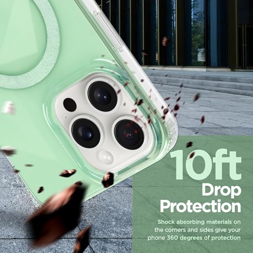 Image of Magnetic Case for iPhone 16 Pro Max [Compatible with Magsafe] [Anti-Yellowing] [1 Screen Protector] Shockproof Slim Iridescent Sparkly Case for iPhone 16 Pro Max 6.9 inch 2024, Green