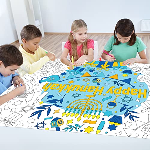 Image of Hanukkah Coloring Books for Kids Giant Coloring Poster Chanukah Large Coloring Tablecloth Huge Holiday Coloring Table Cover for Boys Girls Classroom Home Party Supplies Favor 31.4 x 43.3 Inch