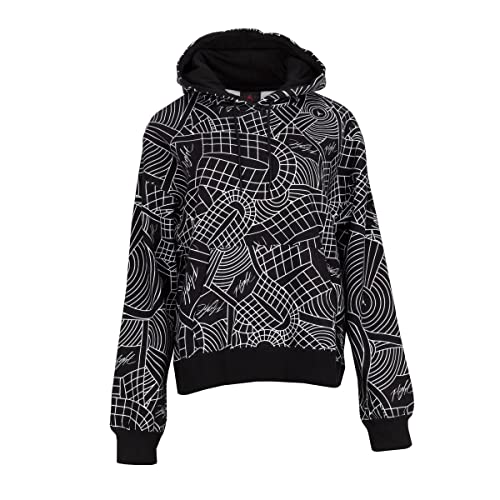 Brooklyn Women's Fleece Allover Print Sweatshirt Hoodie Size Small to Large Color Black and White