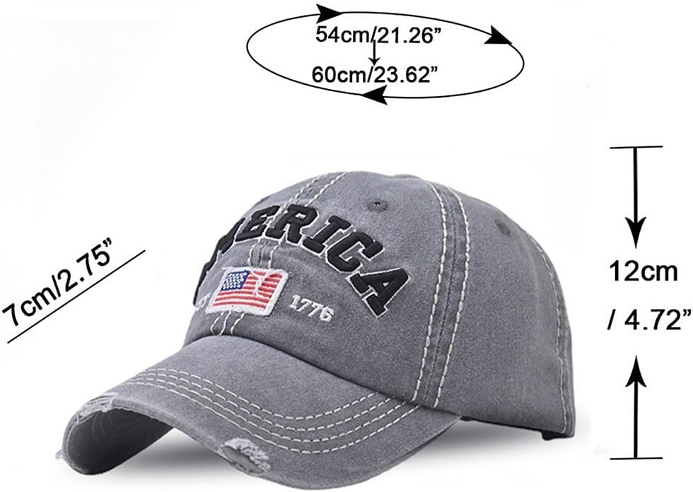 American Flag Hat for Men Women USA Flag Embroidery Distressed Adjustable Cotton Baseball Cap Dad Hat - Image 4