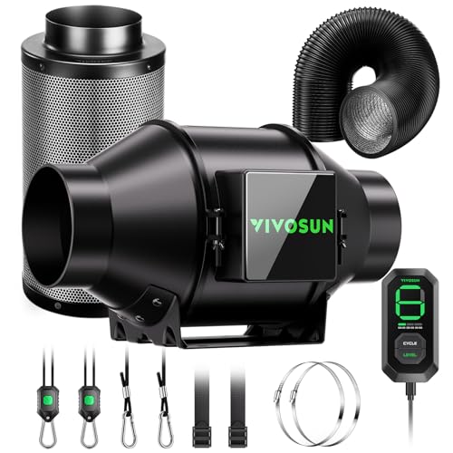 VIVOSUN Smart Air Filtration G4 Kit 4', AeroZesh G4 Inline Duct Fan with E12 Speed Controller, Carbon Filter & 8' Ducting, Cooling & Ventilation System for Grow Tents, Indoor Gardening, Hydroponics
