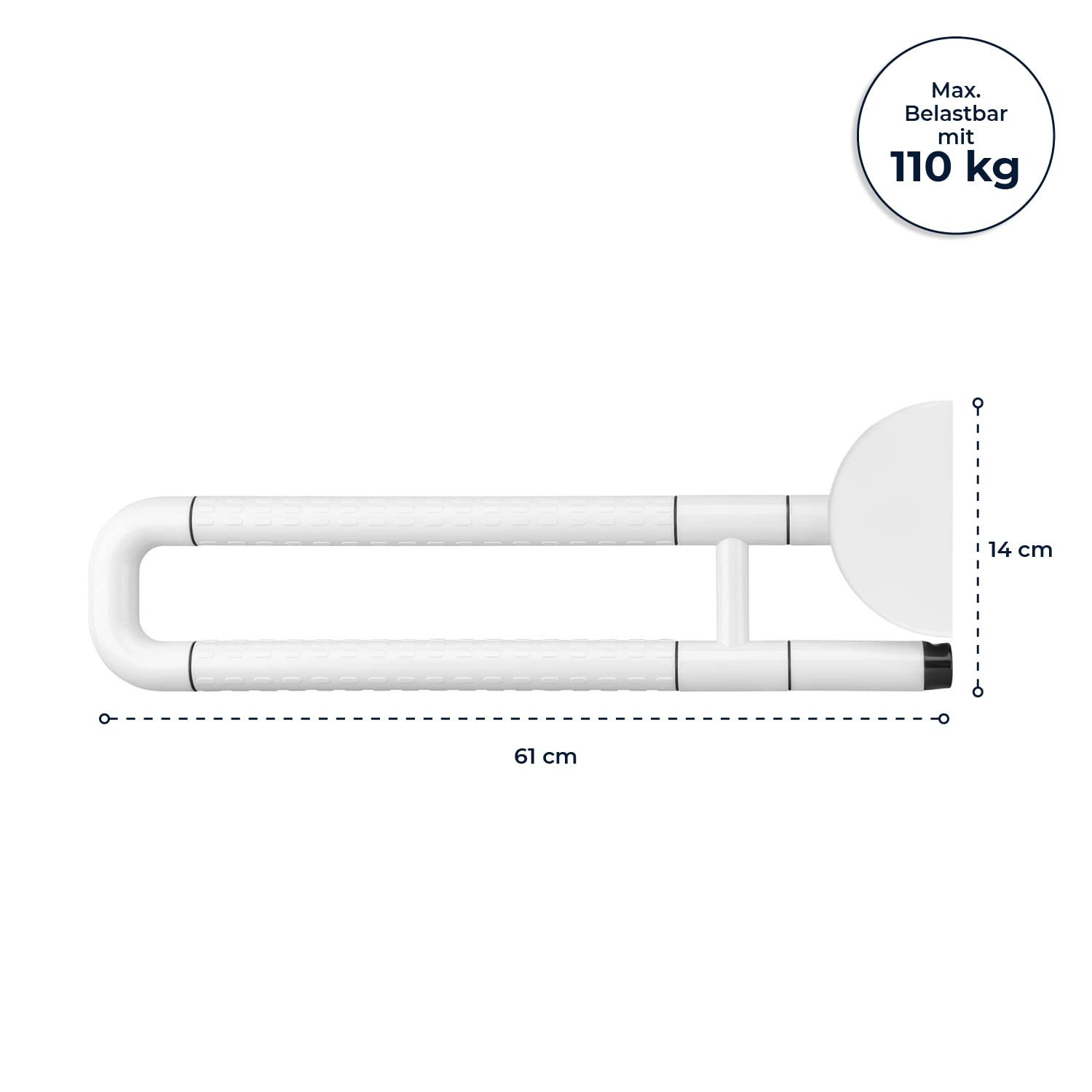 flexilife Toiletten Wandstützgriff - WC Aufstehbügel, Haltegriff, Klappgriff aus Stahl - Stützgriff zur Wandmontage für Senioren & Behinderte (Toiletten Wandstützgriff - klappbar)