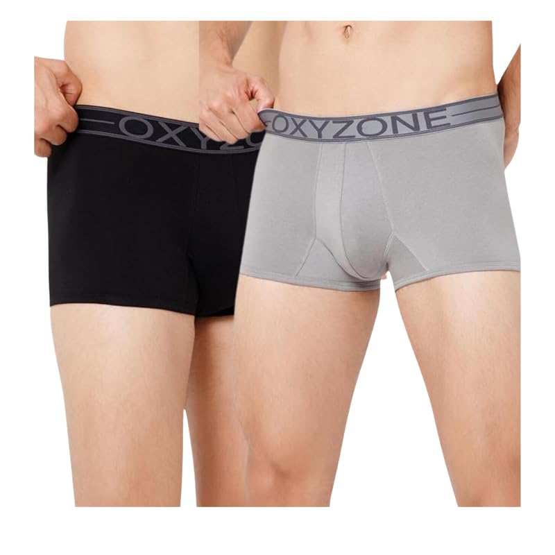 Supima Cotton Modal Solid Underwear Trunk for Men with Sweat-Absorbent & Anti-Odour Fabric, Tag-Free, Breathable Innerwear with Soft Waistband - Pack of 2