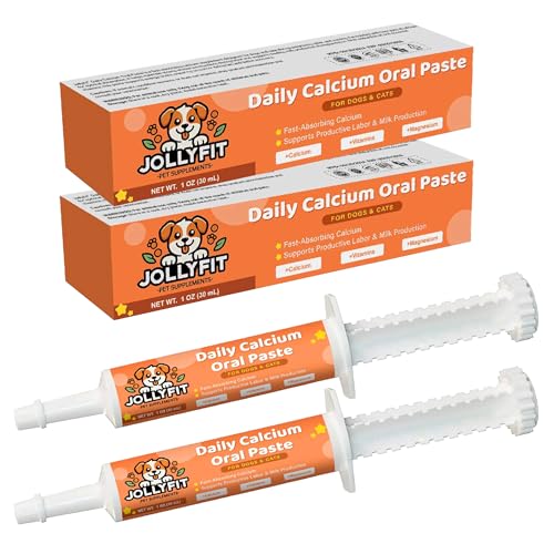 Oral Calcium for Whelping Dogs & Cats, Supports Whelping Labor and Milk Production, Enhances Colostrum for Puppies, Daily Calcium Supplement for Pets - 1 oz (Orange, 2 Pack, Chicken)