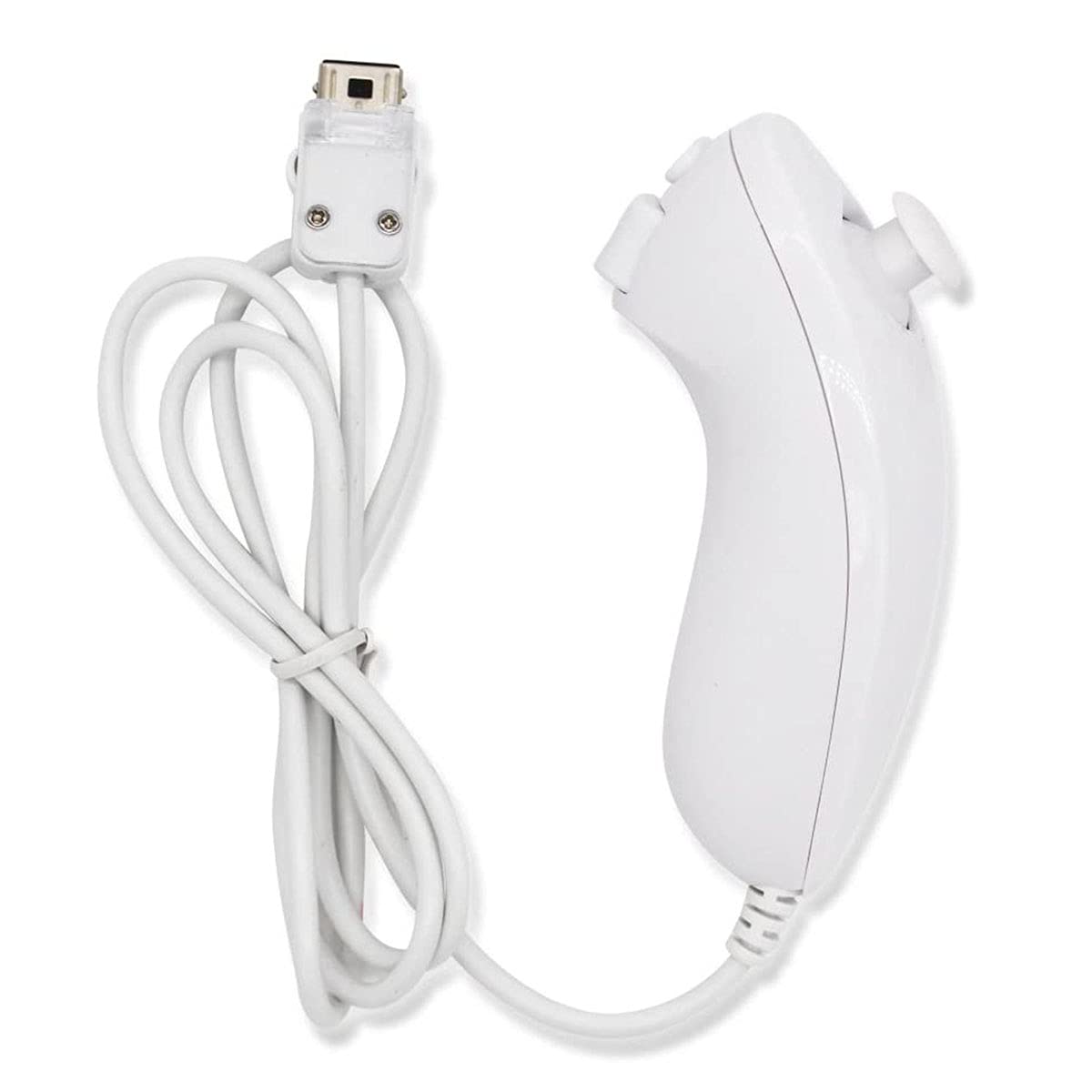 SHAKLAK Venanoci 2 Pack Wii Nunchuck Controller, Replacement Video Game Gamepads Joystick Controller for Wii and Wii U(White)