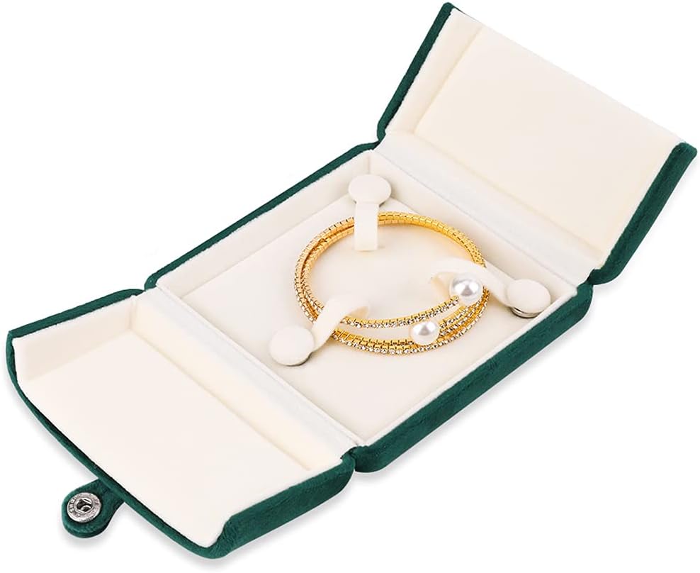 iSuperb Green Velvet Bracelet Bangle Box Necklace Jewelry Gift Box Necklace Pendant Bracelet Jewelry Packaging Boxes for Wedding Engagment Proposal