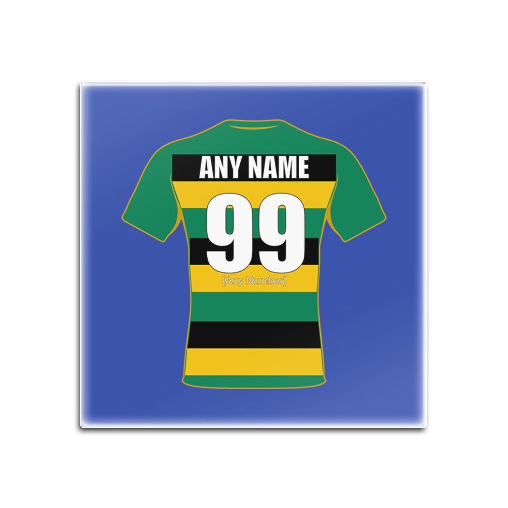 Personalised Gift - Northampton Saints Square Glass Coaster (Rugby Union Design Theme, Colour Options) - Any Name/Message on Your Unique Mat Pad - Jimmies