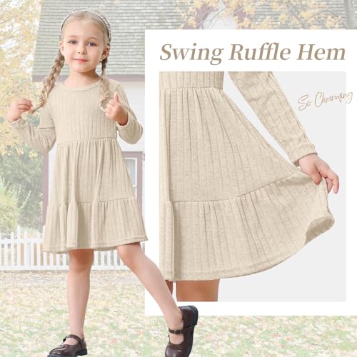 Image of Toddler Baby Girl Long Sleeve Dress Girls Knit Sweater Dresses Tiered Kids Swing Holiday Clothes Fall Winter